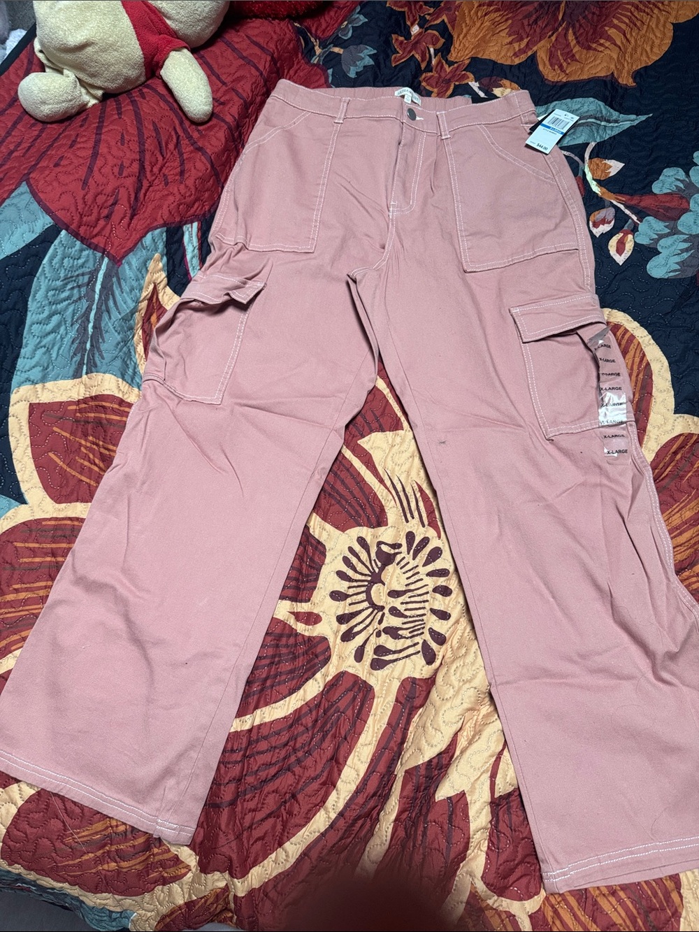 Ultra Flirt Dusty Pink Straight-Leg Cargo Pants